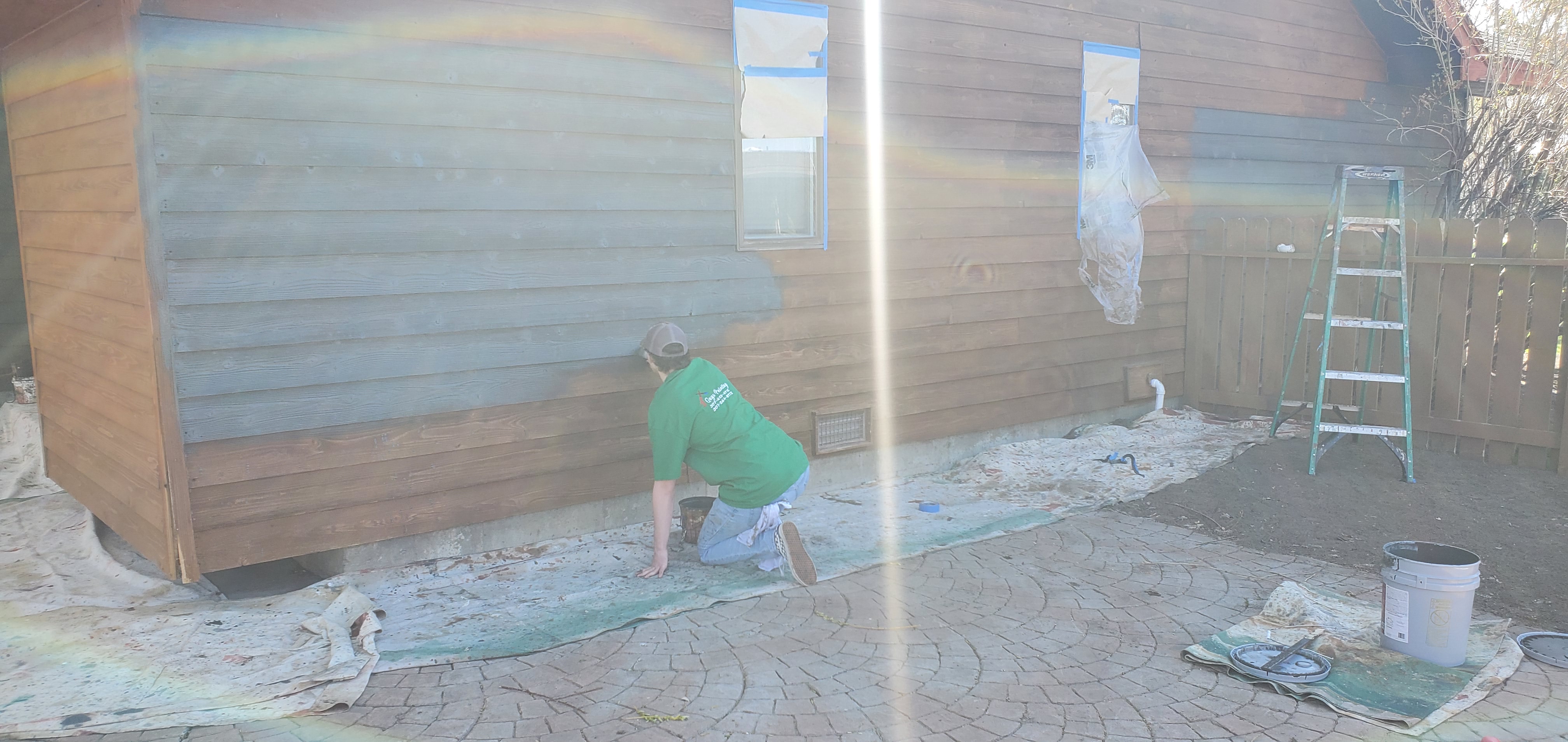 In-progress house staining project